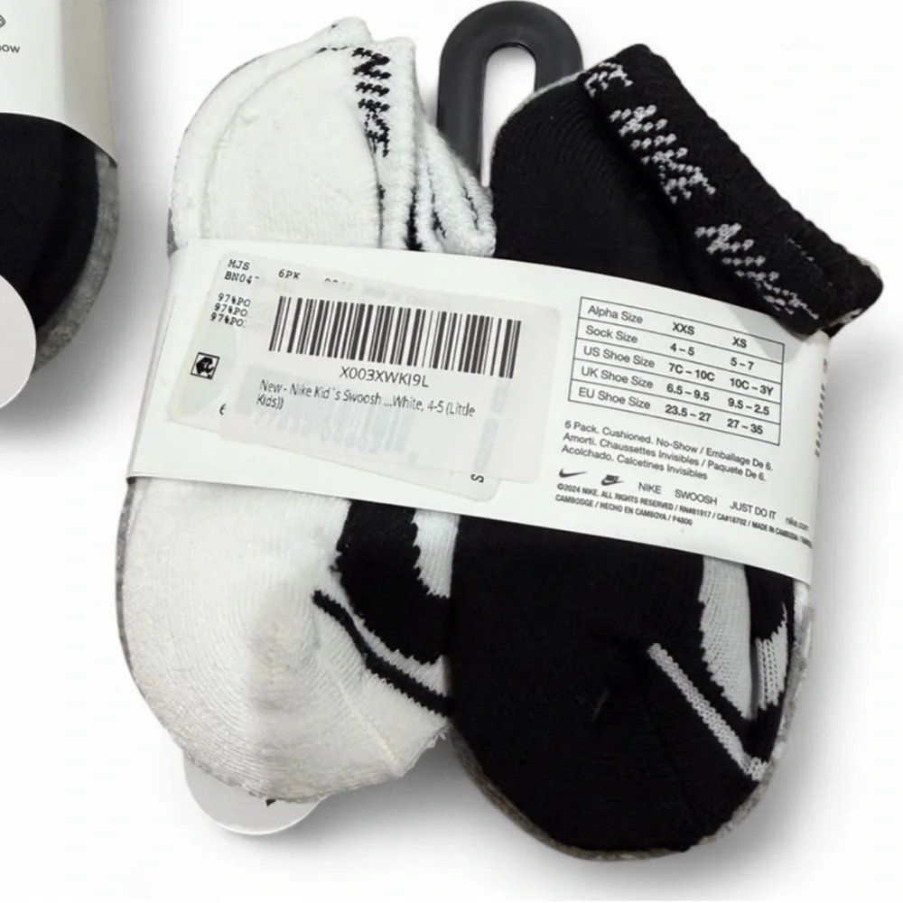 Nike Kids Cushioned No-Show Training Socks 12 Pack Size 4-5 NWT